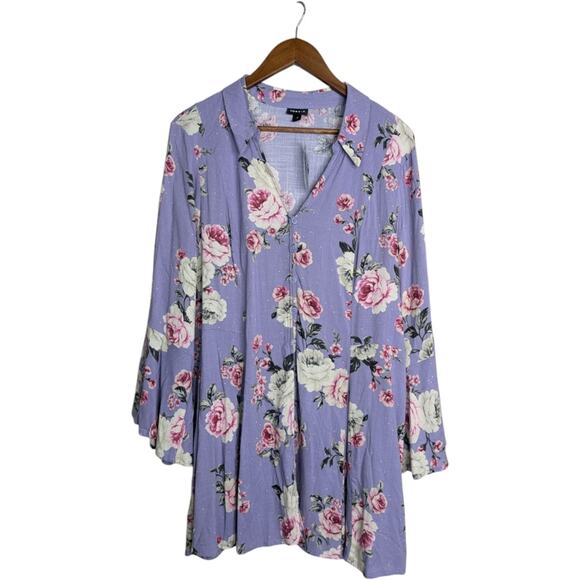 NEW Torrid Fit & Flare Button Front Floral Top 3X Romantic Roses Dusk Lavender - Picture 1 of 14